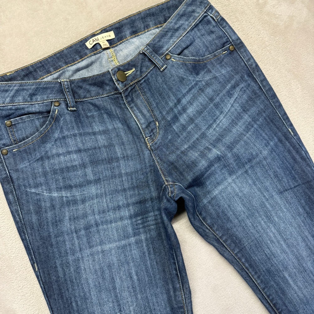 Cabi‎ Jeans Women's 10 Classic Super Flare Boho Retro Y2K Whiskered Rinse Denim